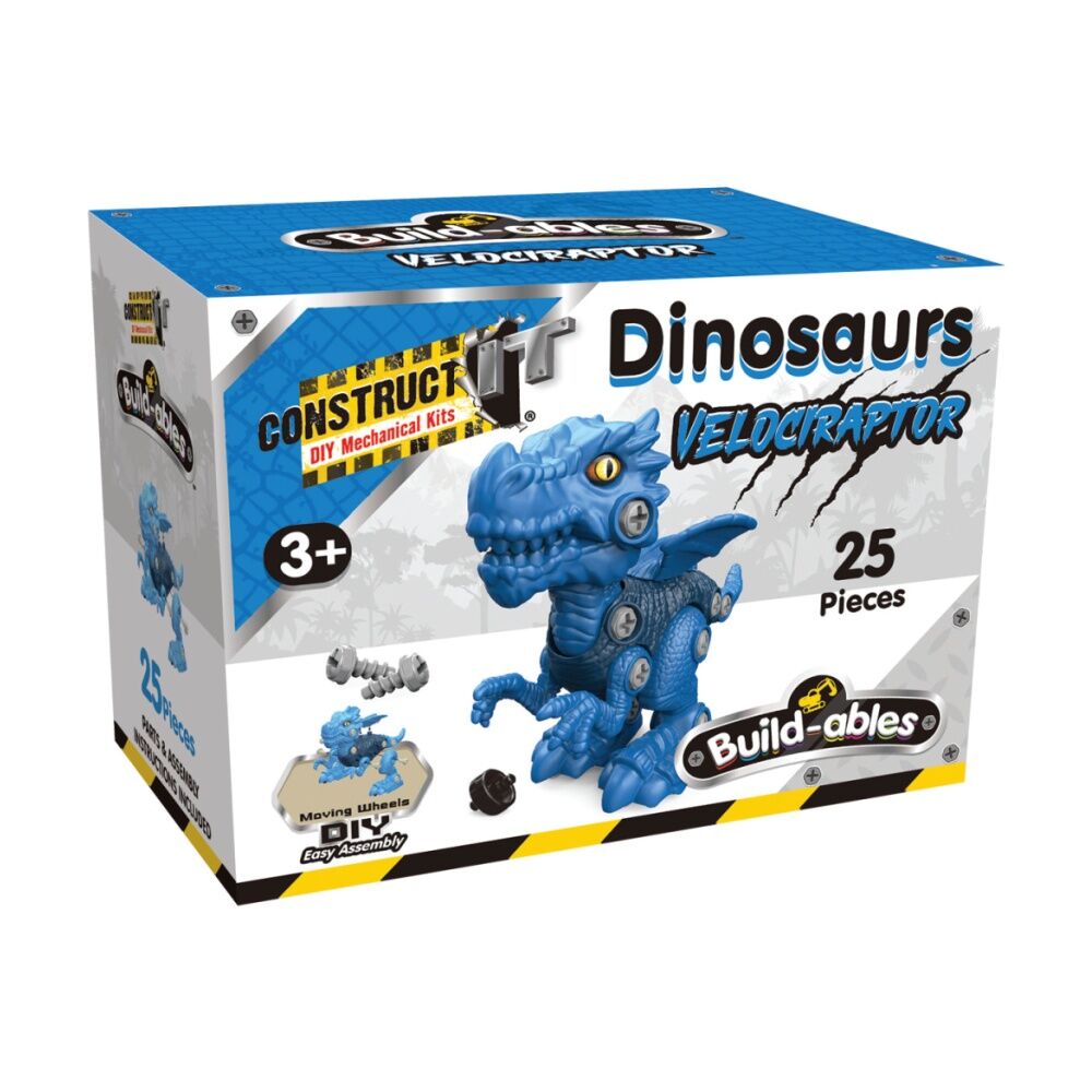 4PK 25pc Construct It Build-ables Velociraptor Dinosaur Toy Kids 3y+