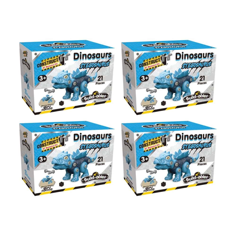 4PK 21pc Construct It Build-ables Stegosaurus Dinosaur Toy Kids 3y+