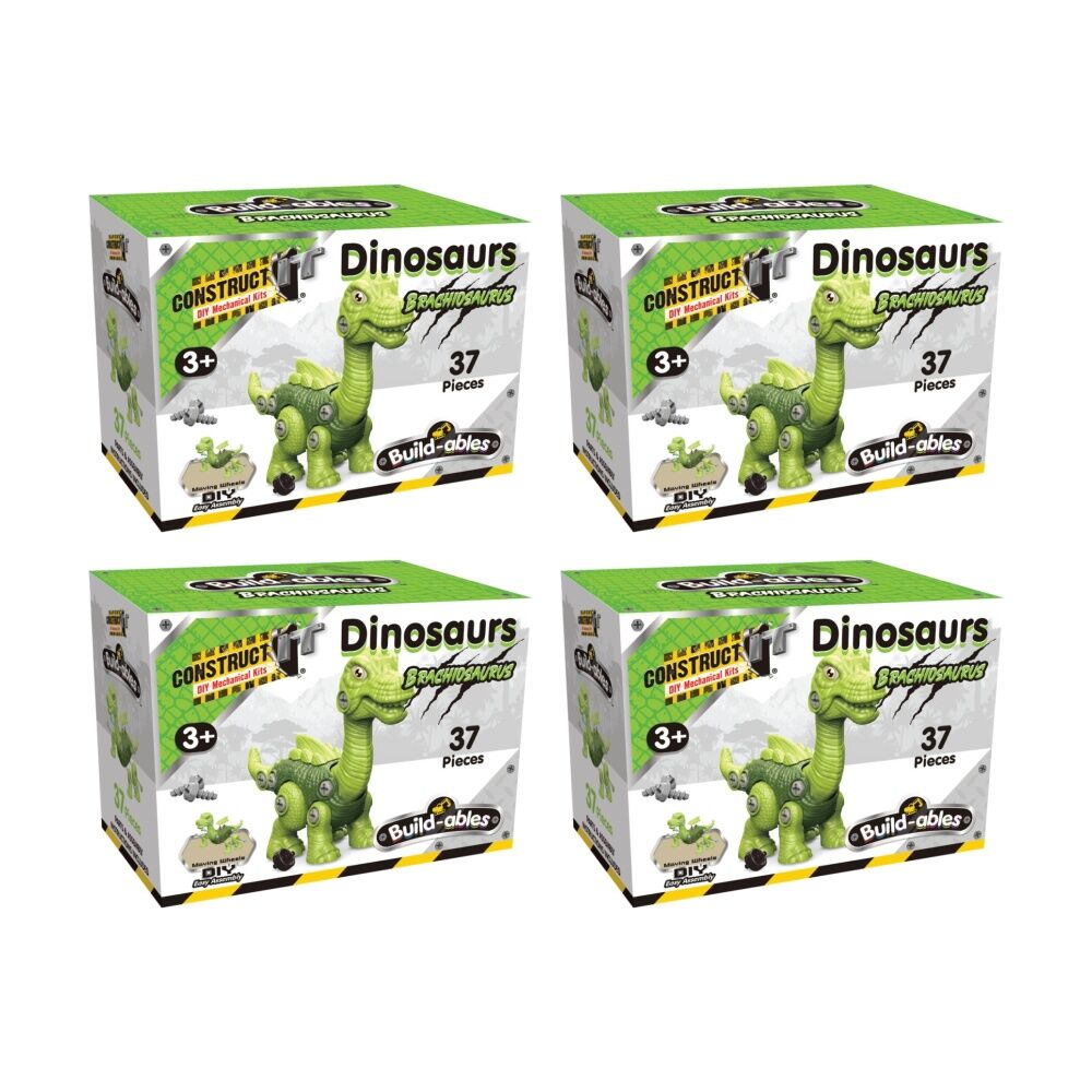 4PK 37pc Construct It Build-ables Brachiosaurus Dinosaur Toy Kids 3y+