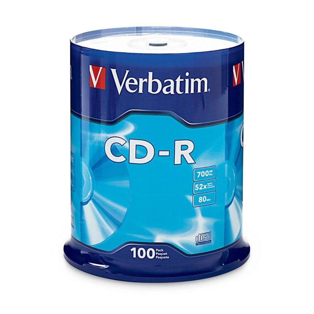 100pc VERBATIM CD-R Recordable Spindle 52x Speed Blank Discs 700MB/80min