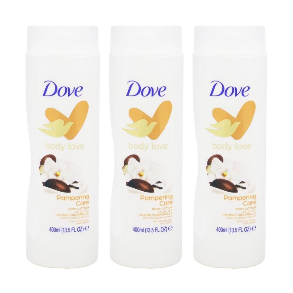 3PK Dove Body Love Lotion Moisturiser For Dry Skin Shea Butter & Vanilla 400ml