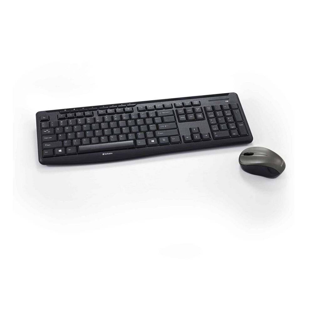 VERBATIM Silent Slim Wireless Blue LED Mouse & Keyboard Set Black