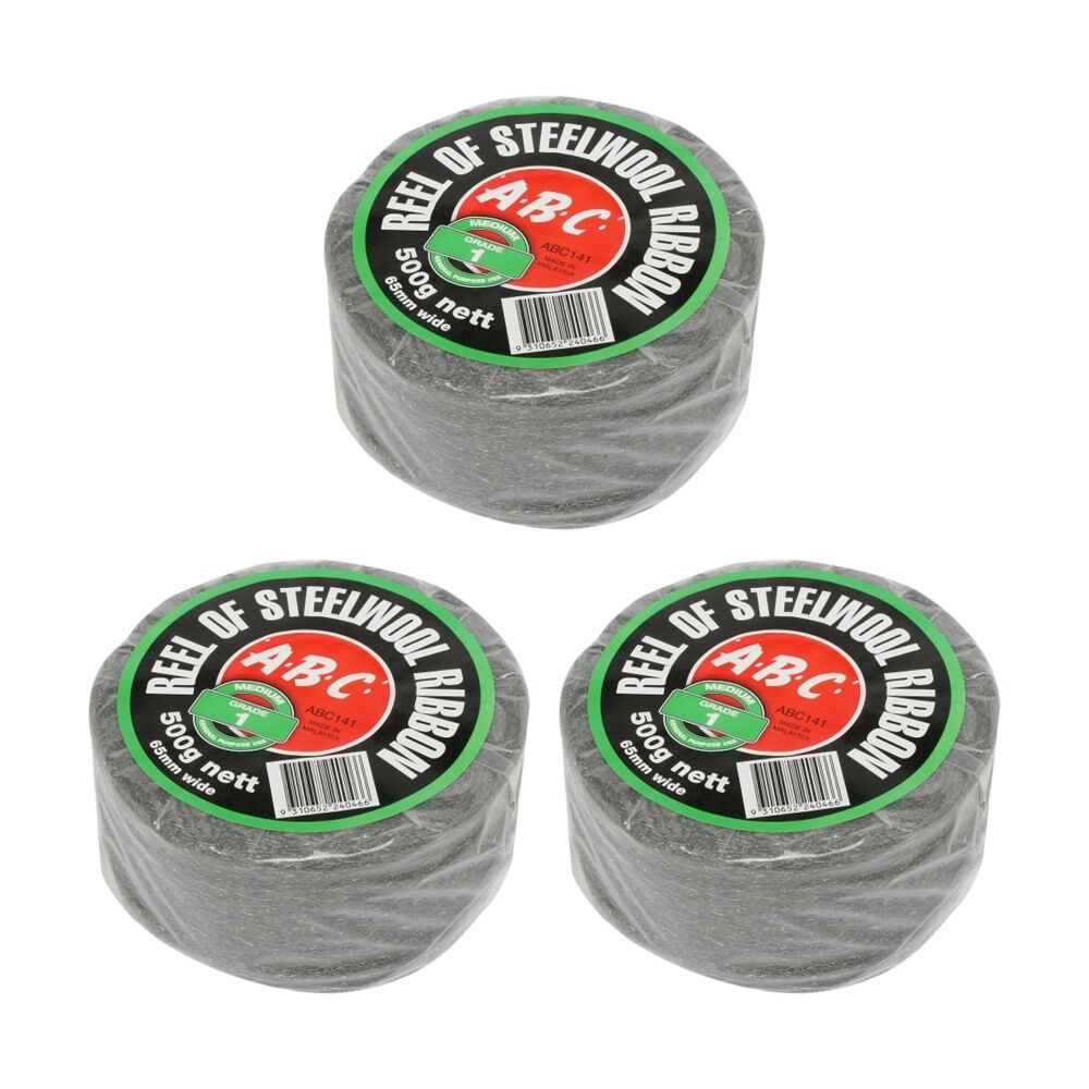 3x 12pc ABC 500g Home Professional Cleaning Steel Wool Reels Grade 1