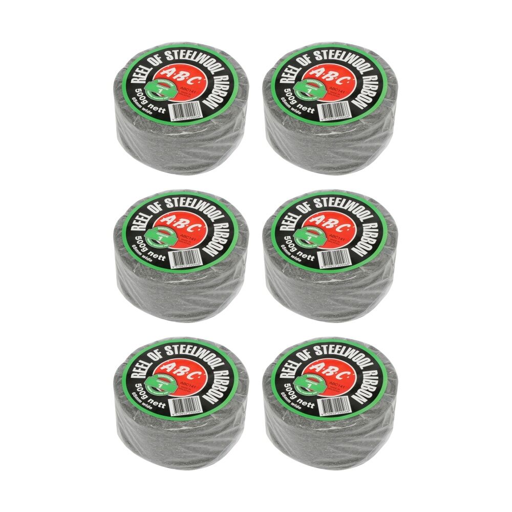 6x 12pc ABC 500g Home Professional Cleaning Steel Wool Reels Grade 1