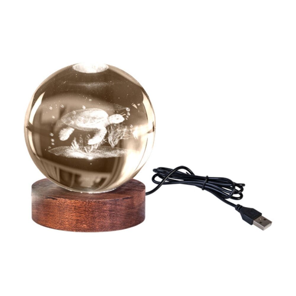 2PK Art + Tech 3D Crystal Ball Colour Changing Lamp USB Powered Turtle