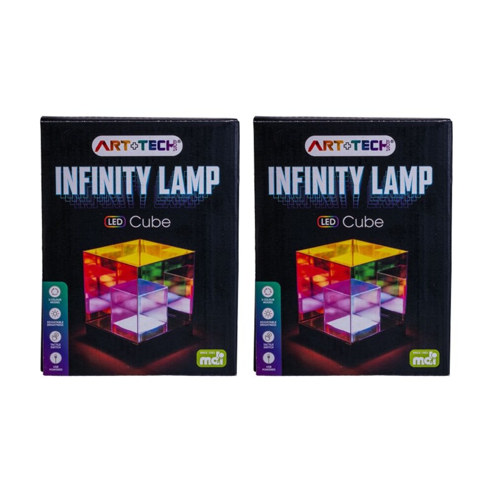 2PK Art + Tech Infinity Lamp Cube LED Colour Changing USB Powered Multicolour