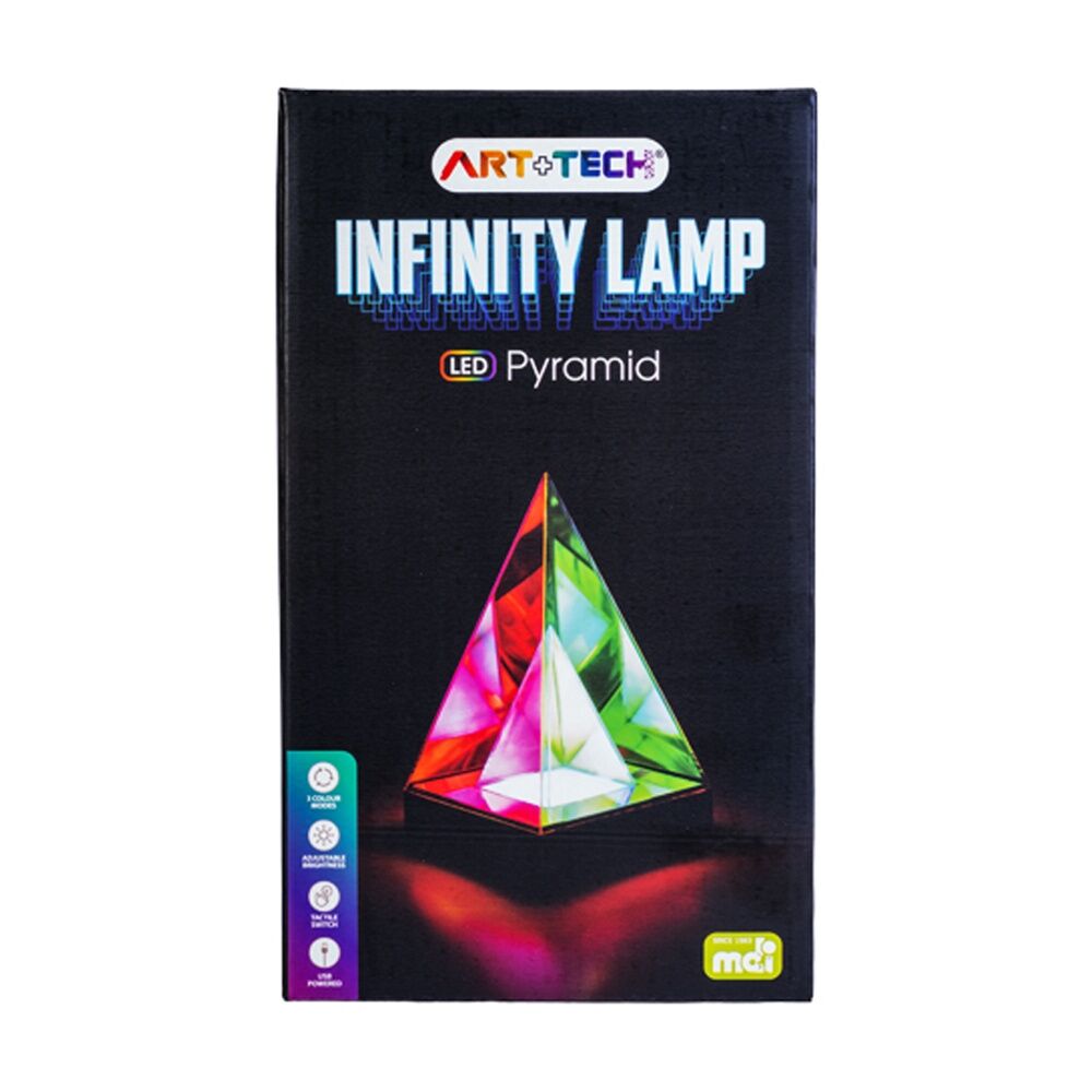 2PK Art + Tech Infinity Lamp Pyramid LED Colour Changing USB Powered Multicolour