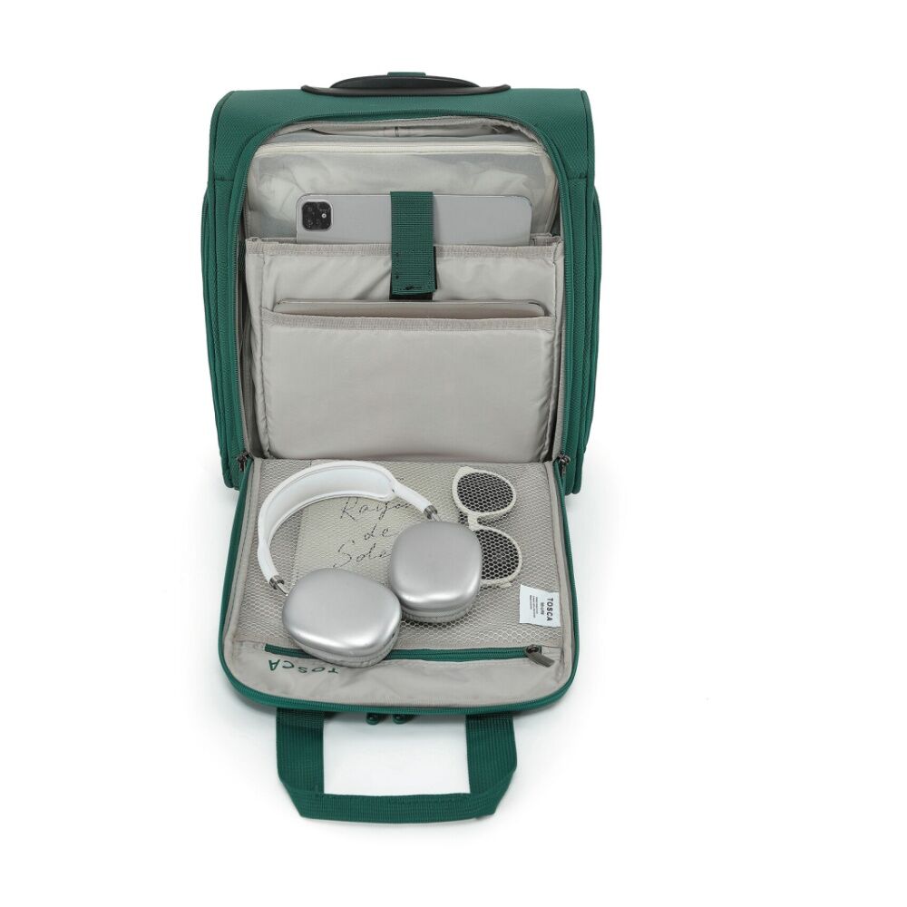 Tosca So Lite Onboard Wheel Bag Fabric Compact Travel With Wheels Emerald Green