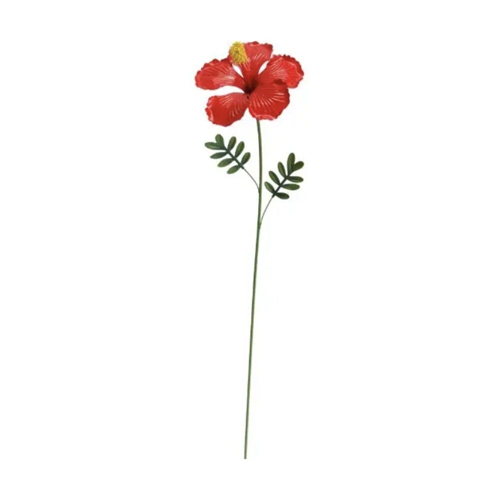 2PK Hibiscus Stake Decorative Powder Coated Metal Garden Ornament Tropical