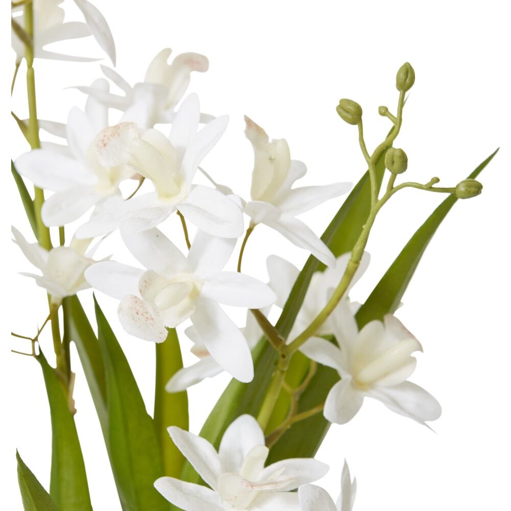 E Style Cymbidium Mini White Orchid Artificial Plant White Vase 17x11x46cm