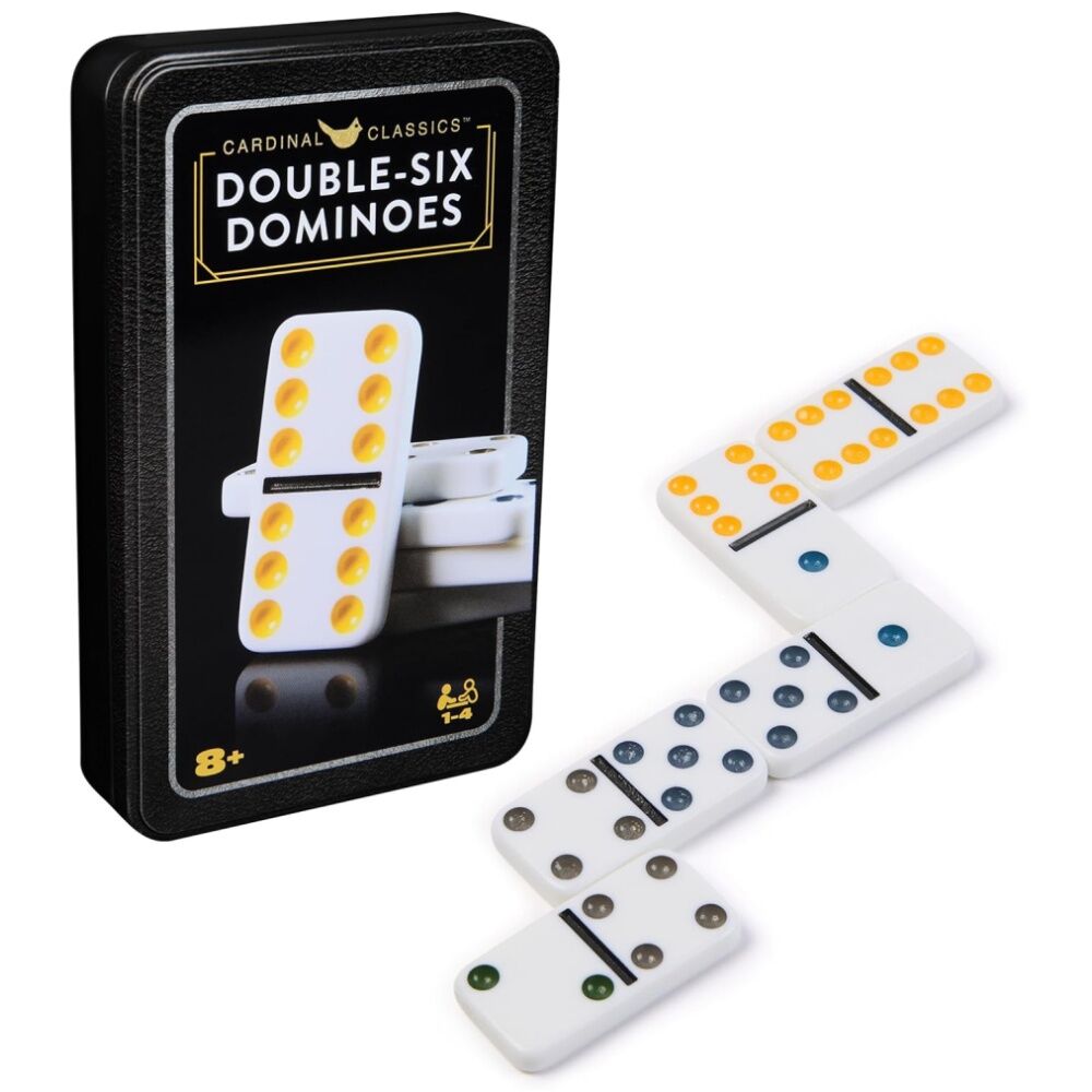 Cardinal Classic Double Six Coloured Dominoes In Tin 8y+ 1-4 Players