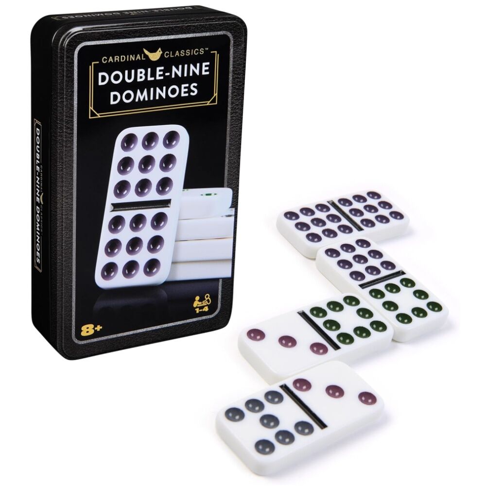 Cardinal Classic Double 9 Coloured Dominoes W/ Tin 6y+ Board Game