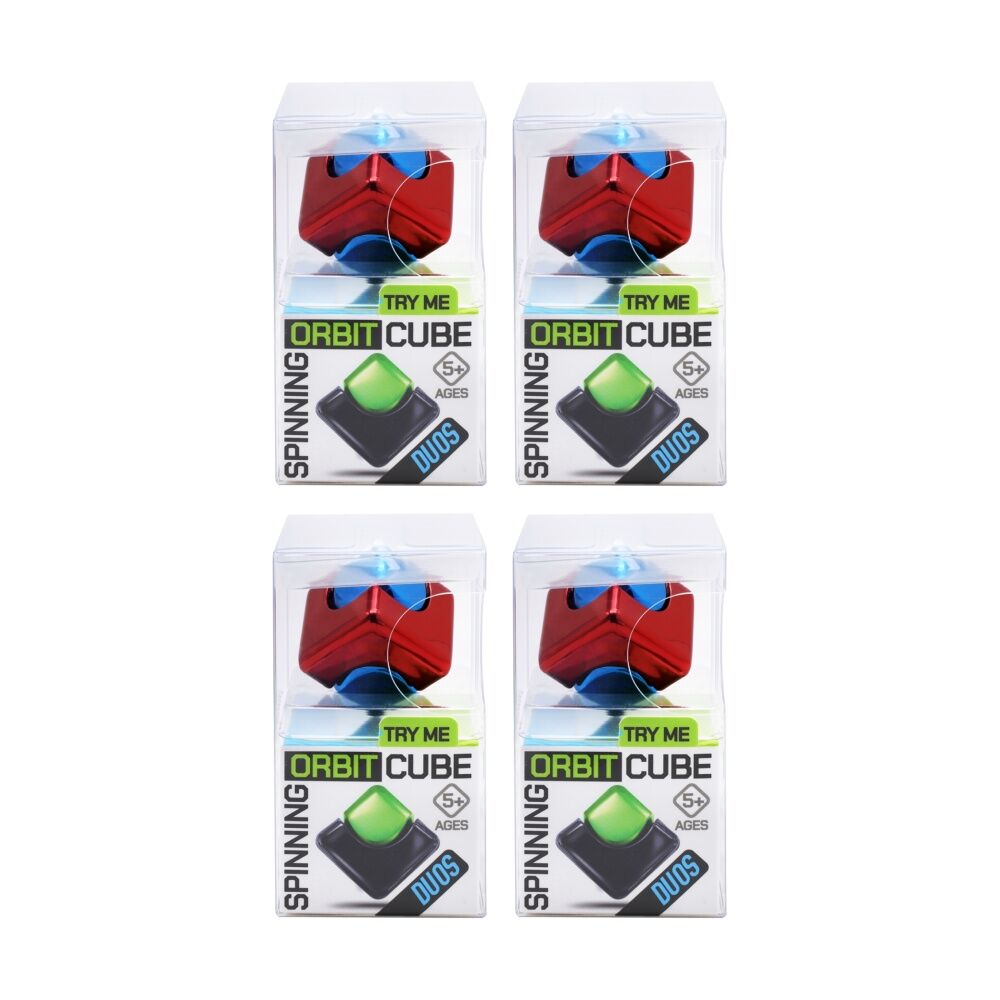4PK Trend Hub Kids 5y+ Orbit Cube Metallic Fidget Spinner Assorted Colours