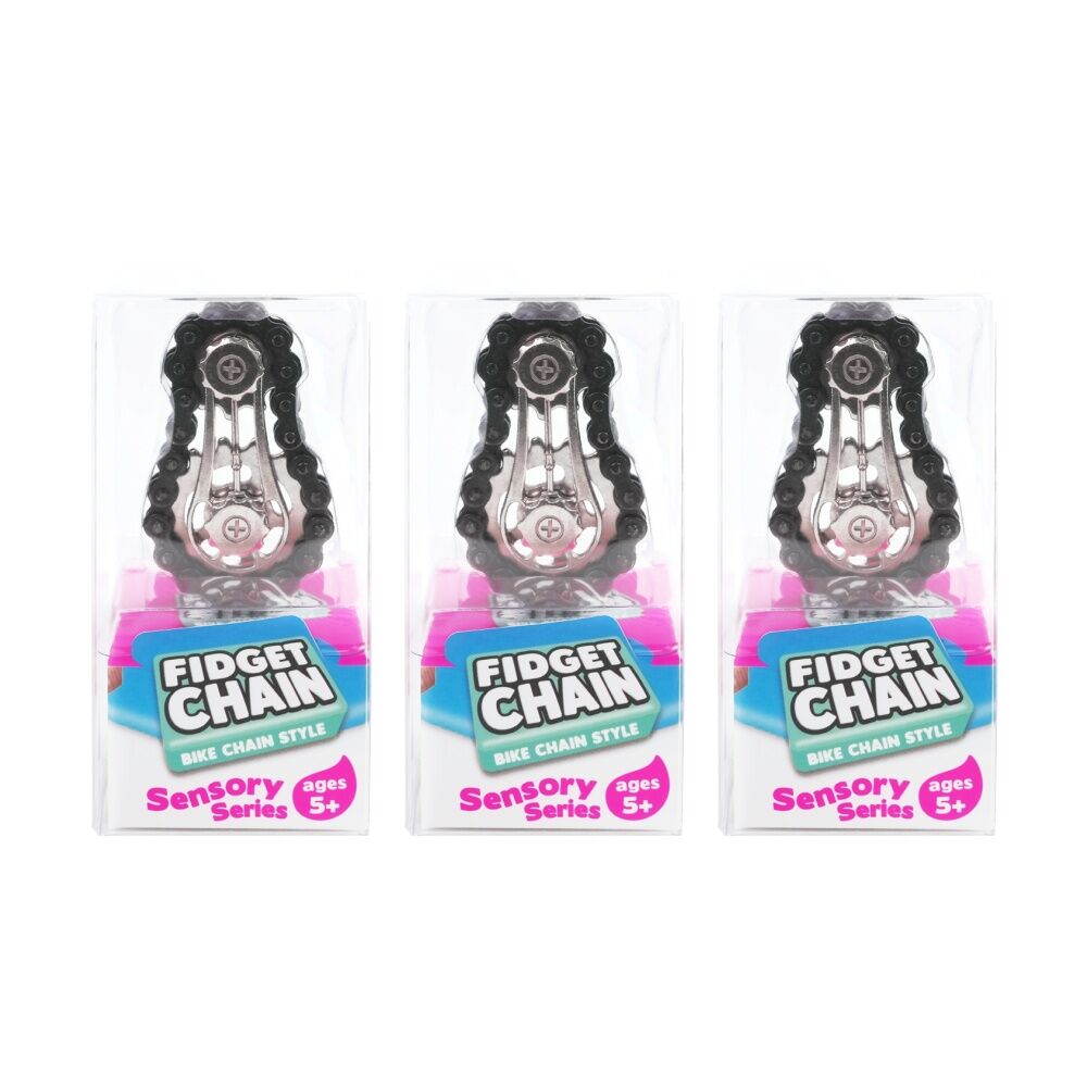 3PK Trend Hub Kids 5y+ Metal Fidget Chain Stainless Steel Spin Toy