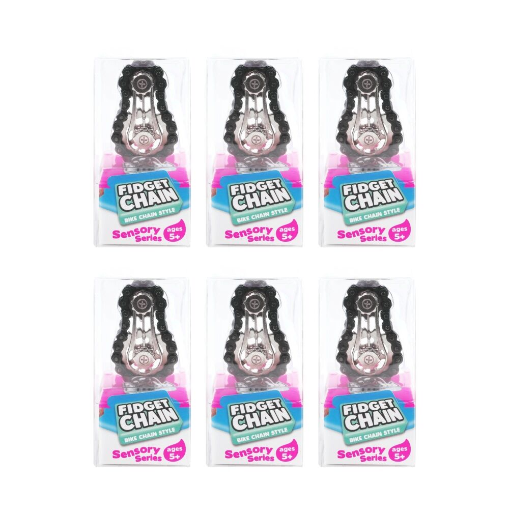 6PK Trend Hub Kids 5y+ Metal Fidget Chain Stainless Steel Spin Toy