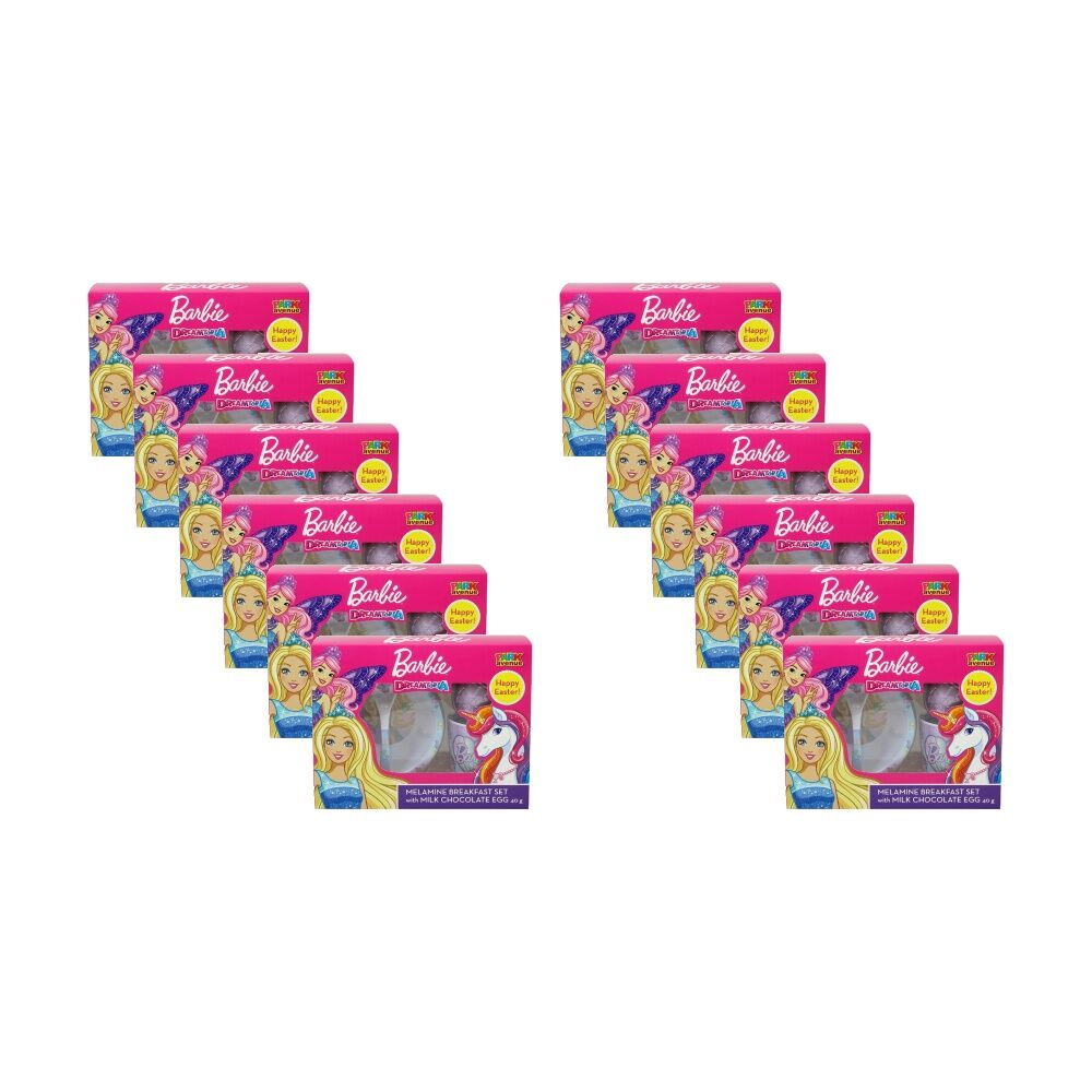 12x 4pc Park Avenue Barbie Dreamtopia Breakfast Set & Chocolate Easter Egg 60g