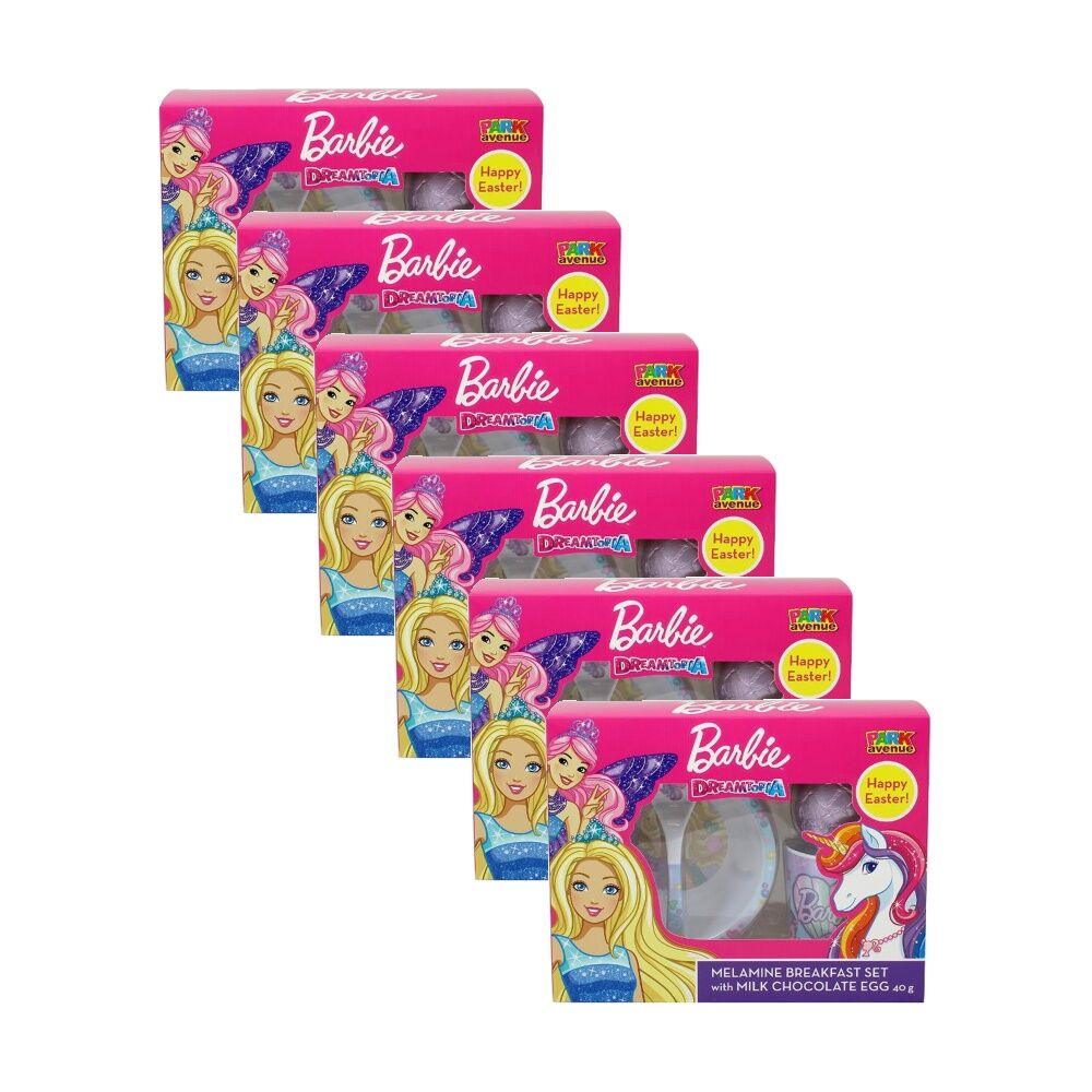 6x 4pc Park Avenue Barbie Dreamtopia Breakfast Set & Chocolate Easter Egg 60g