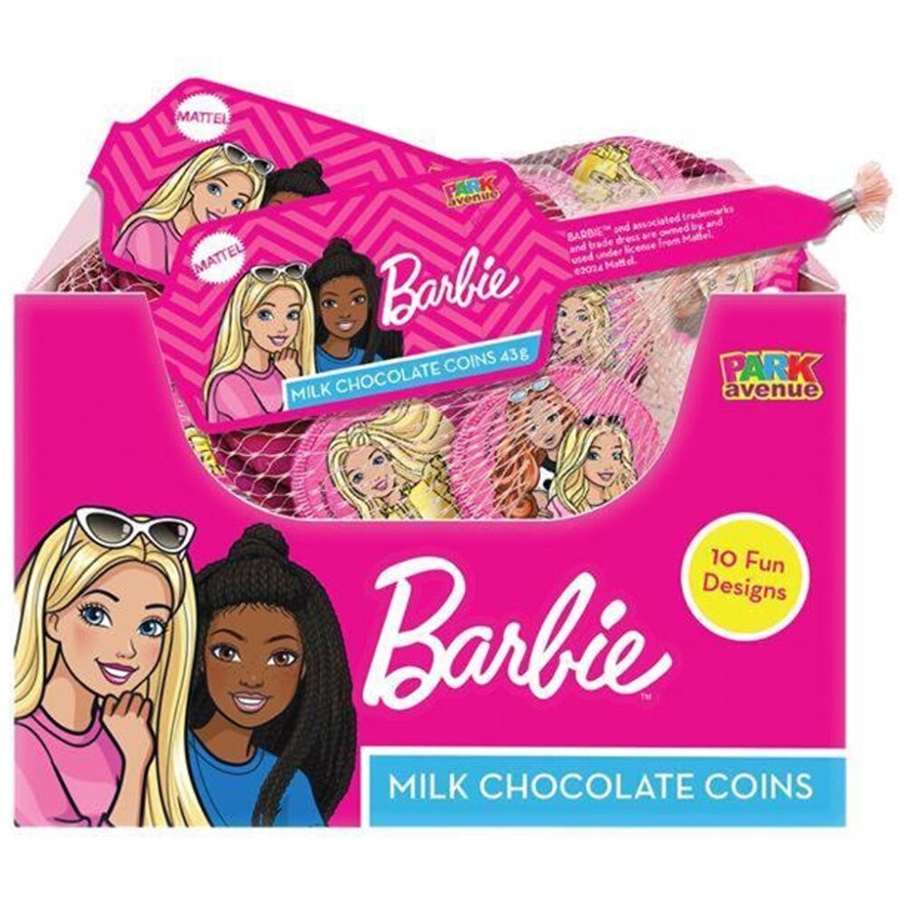 25PK Park Avenue Mattel Barbie Milk Chocolate Coins Confectionary 43g