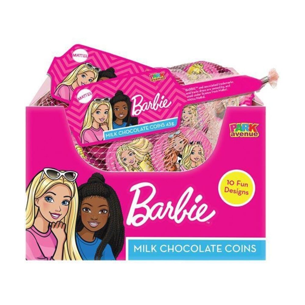 50PK Park Avenue Mattel Barbie Milk Chocolate Coins Confectionary 43g