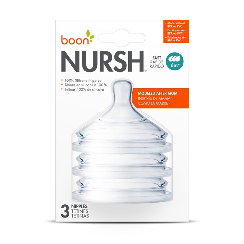 6x 3pc Boon Nursh Fast Flow Air Free Feeding Silicone Nipples Teet 6m+