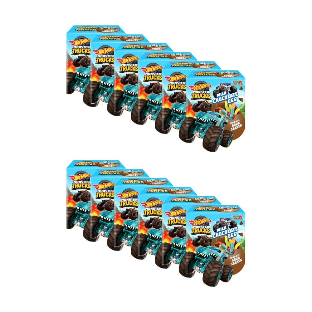 12PK Park Avenue Hot Wheels Milk Chocolate Easter Egg W/ Sour Gummies 128g
