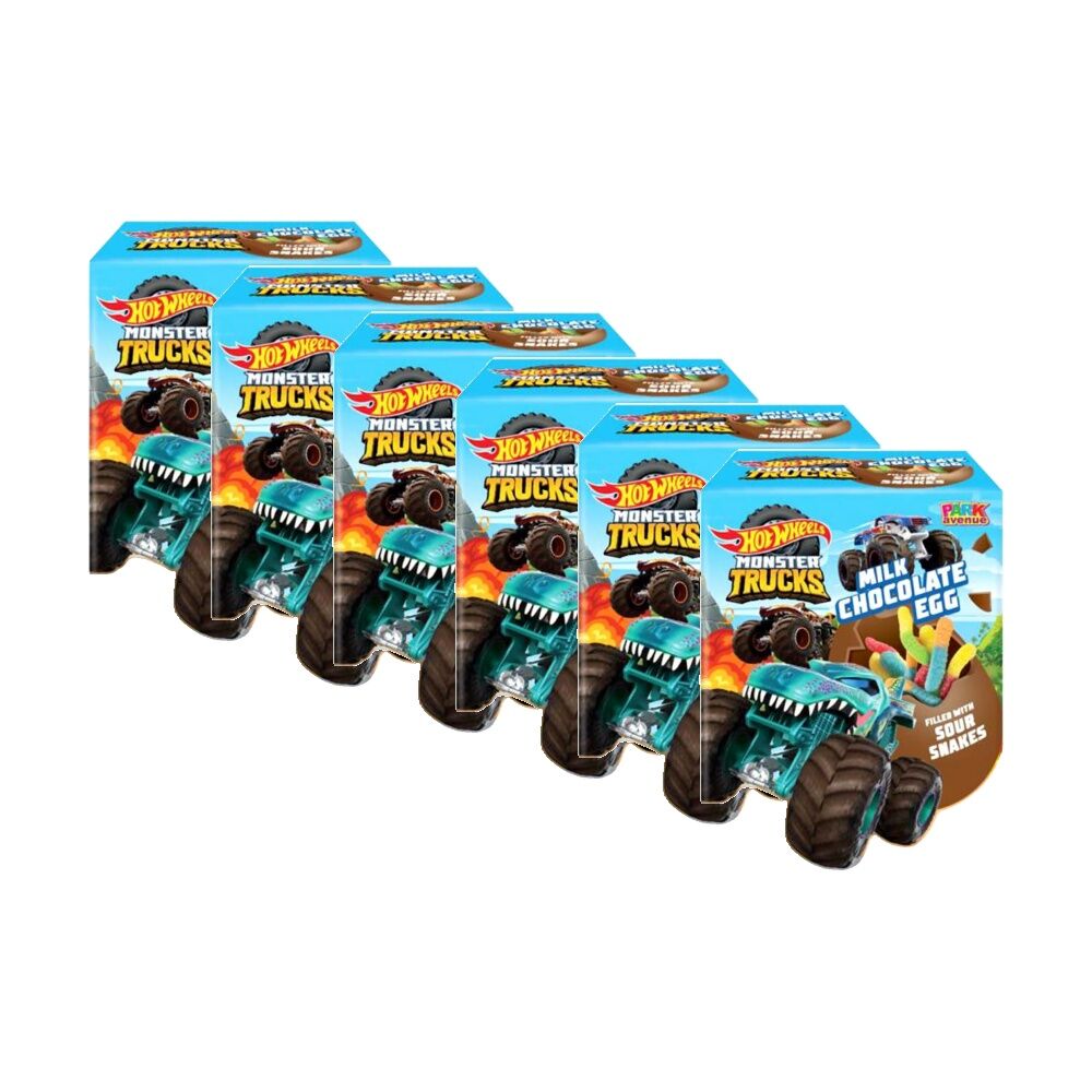 6PK Park Avenue Hot Wheels Milk Chocolate Easter Egg W/ Sour Gummies 128g