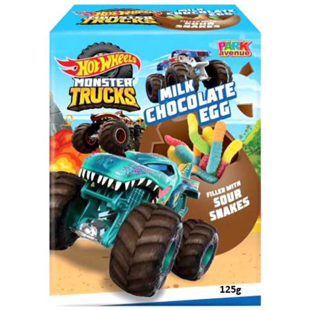 6PK Park Avenue Hot Wheels Milk Chocolate Easter Egg W/ Sour Gummies 128g