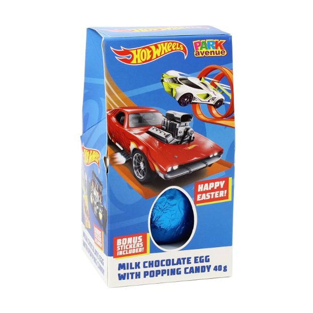 12PK Park Avenue Hot Wheels Milk Chocolate Easter Egg W/ Popping Candy 40g