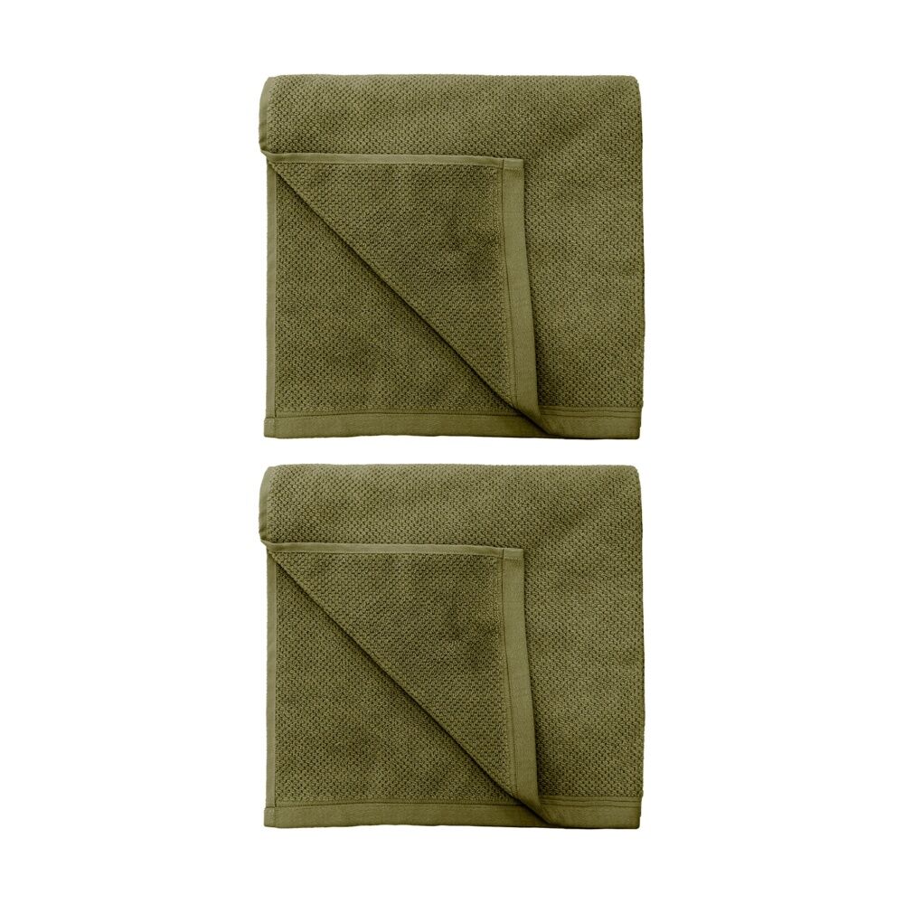 2PK Bambury Angove 600gsm Soft Absorbent Cotton Bath Towel 70x140cm Green