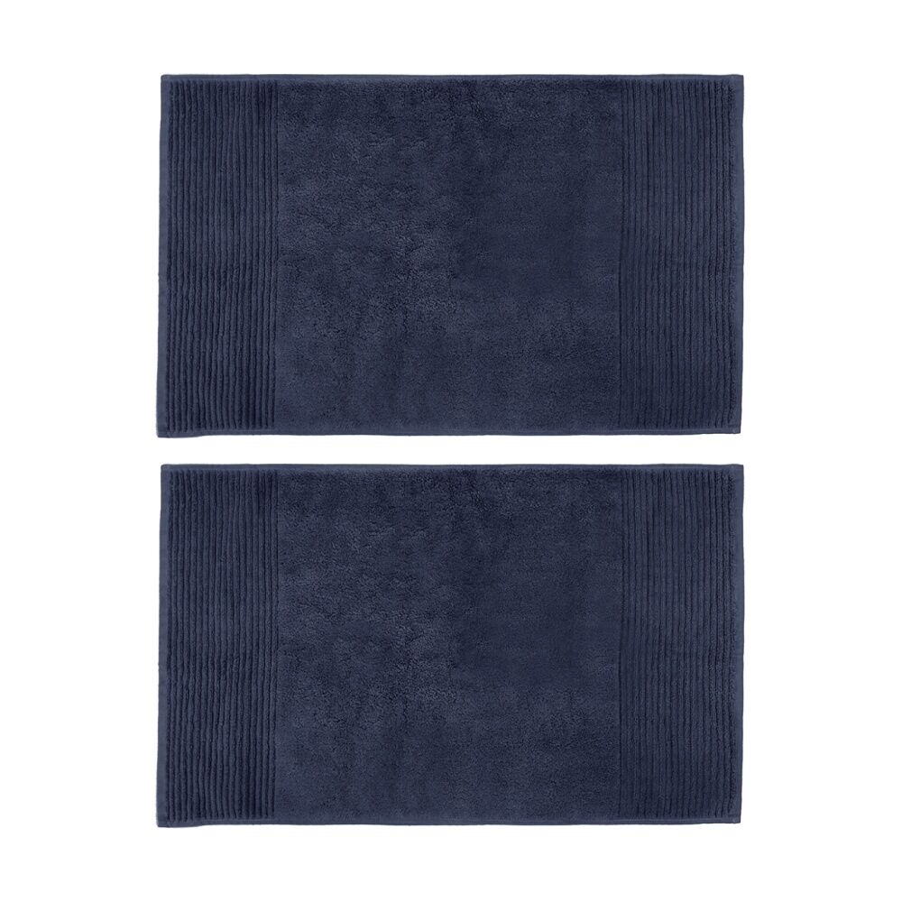 2PK Bambury Elvire 800gsm Soft Absorbent Cotton Bath Mat 48x78cm Blue