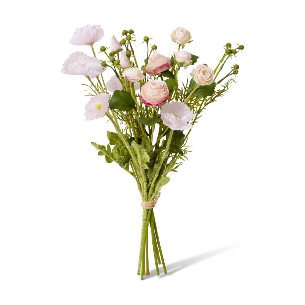 3PK E Style Poppy Ranunculus Bundle Pink Artificial Flowers 20x20x45cm