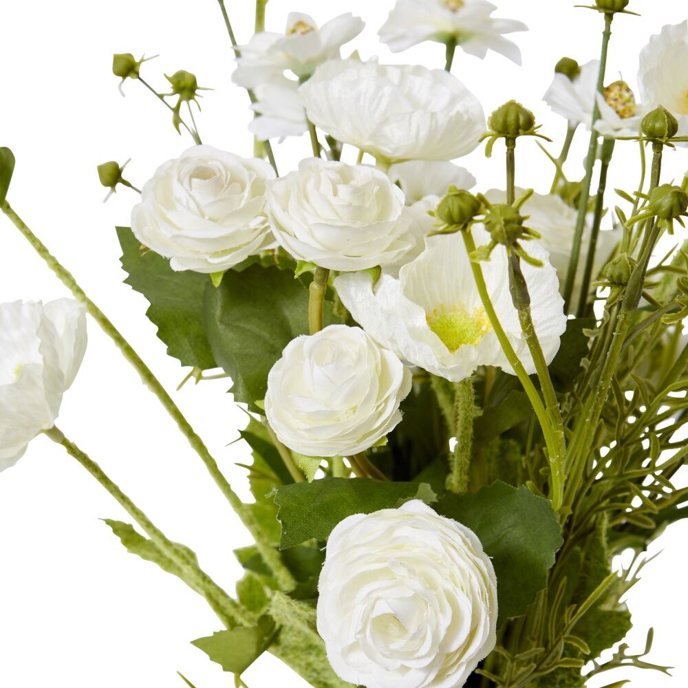 E Style Poppy Ranunculus Bundle White Artificial Flowers 20x20x45cm