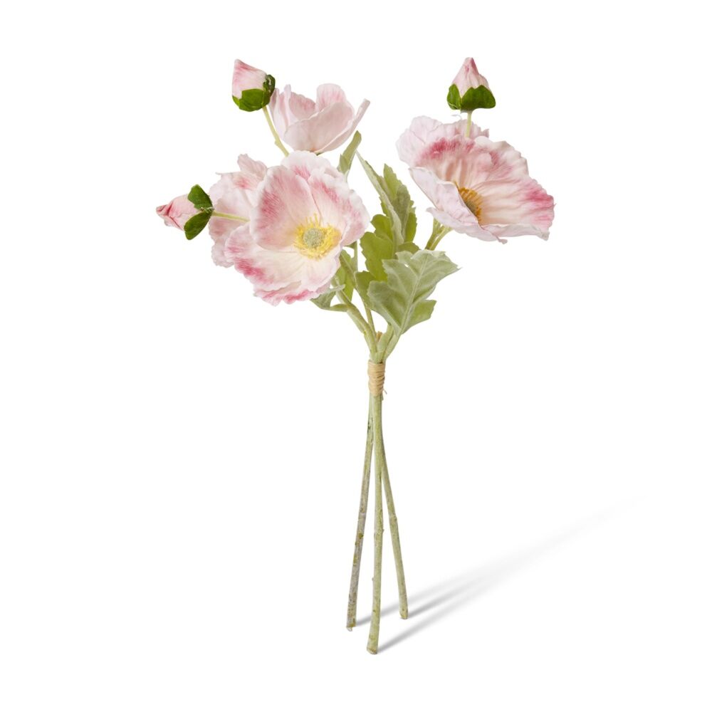 6PK E Style Poppy Bundle Decorative Soft Pink Artificial Flowers 9x9x35cm