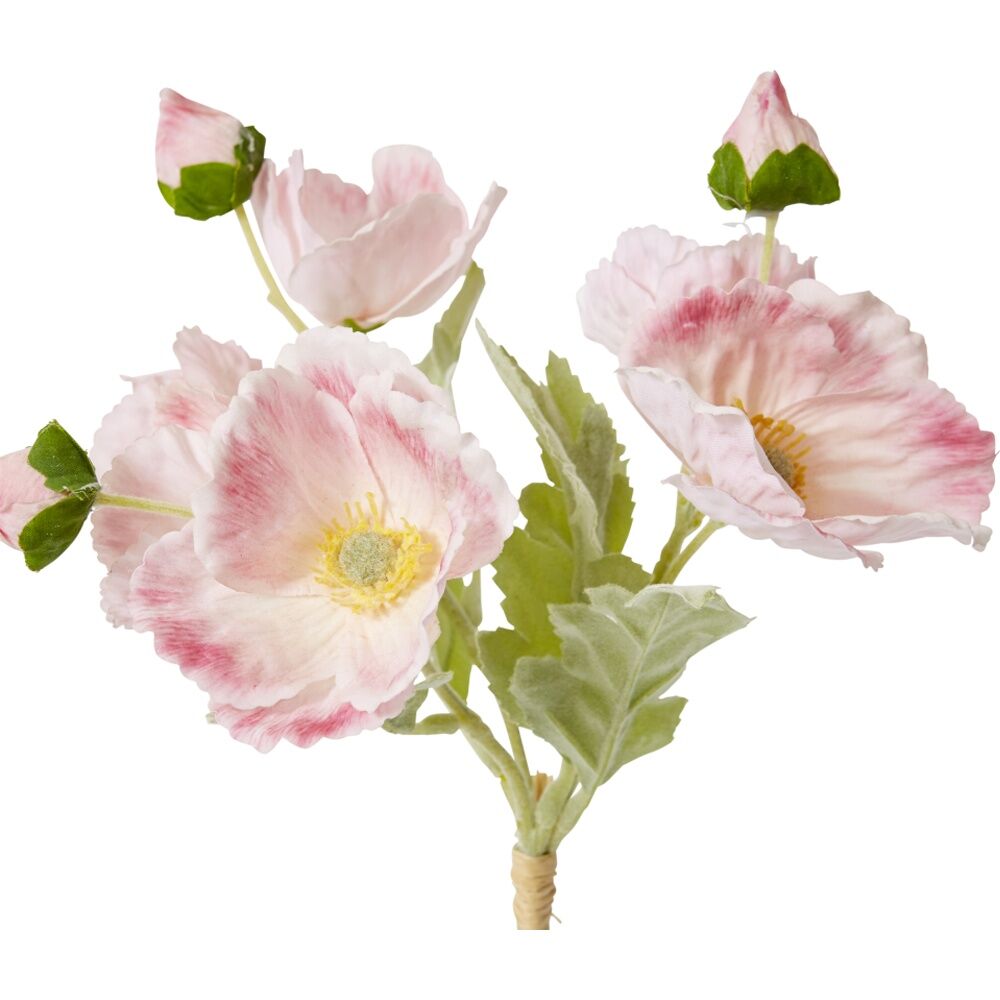 6PK E Style Poppy Bundle Decorative Soft Pink Artificial Flowers 9x9x35cm