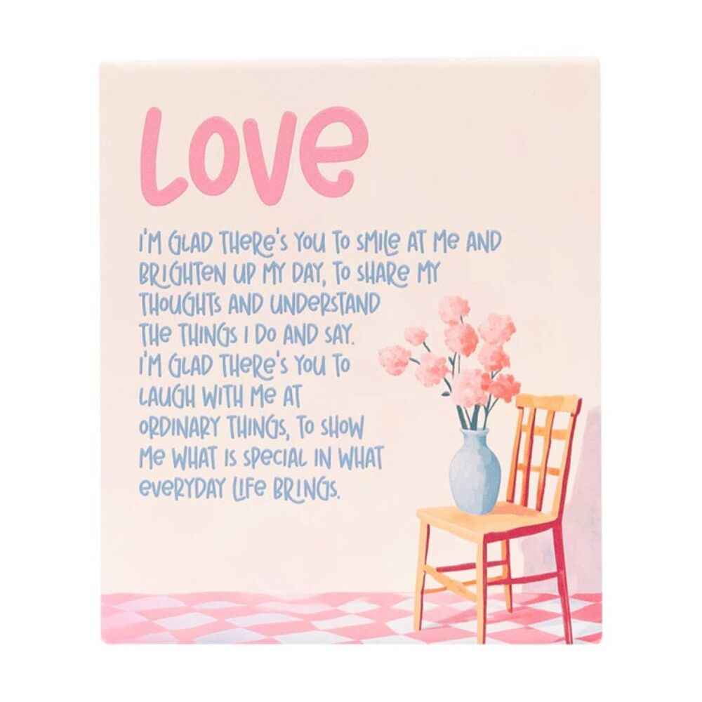 Splosh Billie Love Verse Ceramic W/ Hook & Stand Pink Blue 12x14x1cm