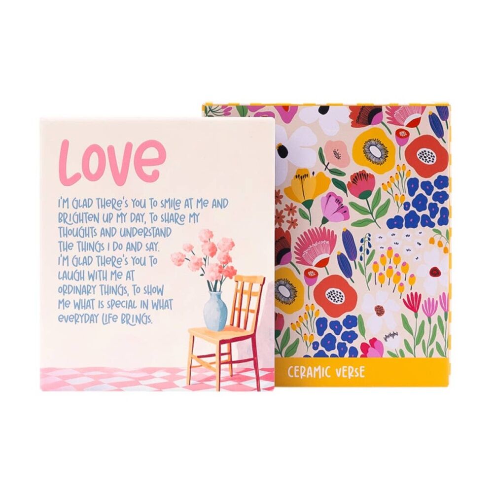 Splosh Billie Love Verse Ceramic W/ Hook & Stand Pink Blue 12x14x1cm