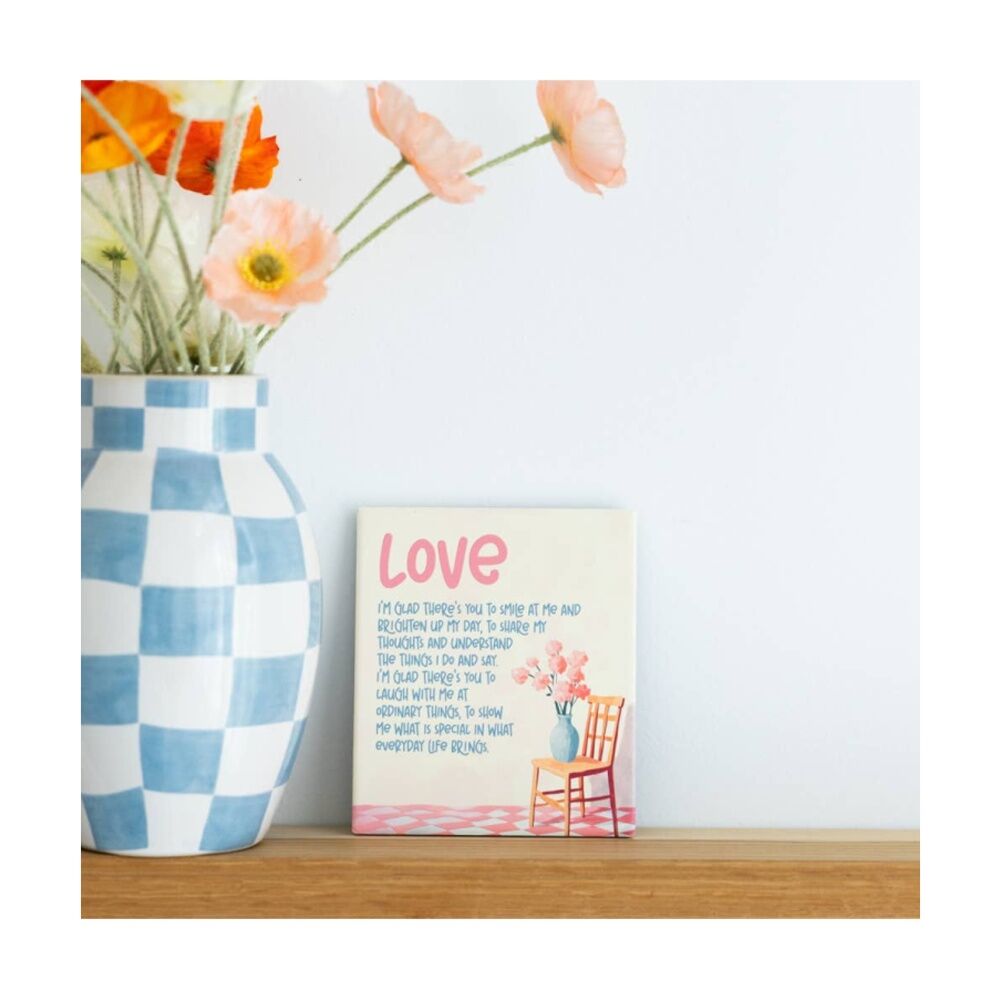 Splosh Billie Love Verse Ceramic W/ Hook & Stand Pink Blue 12x14x1cm