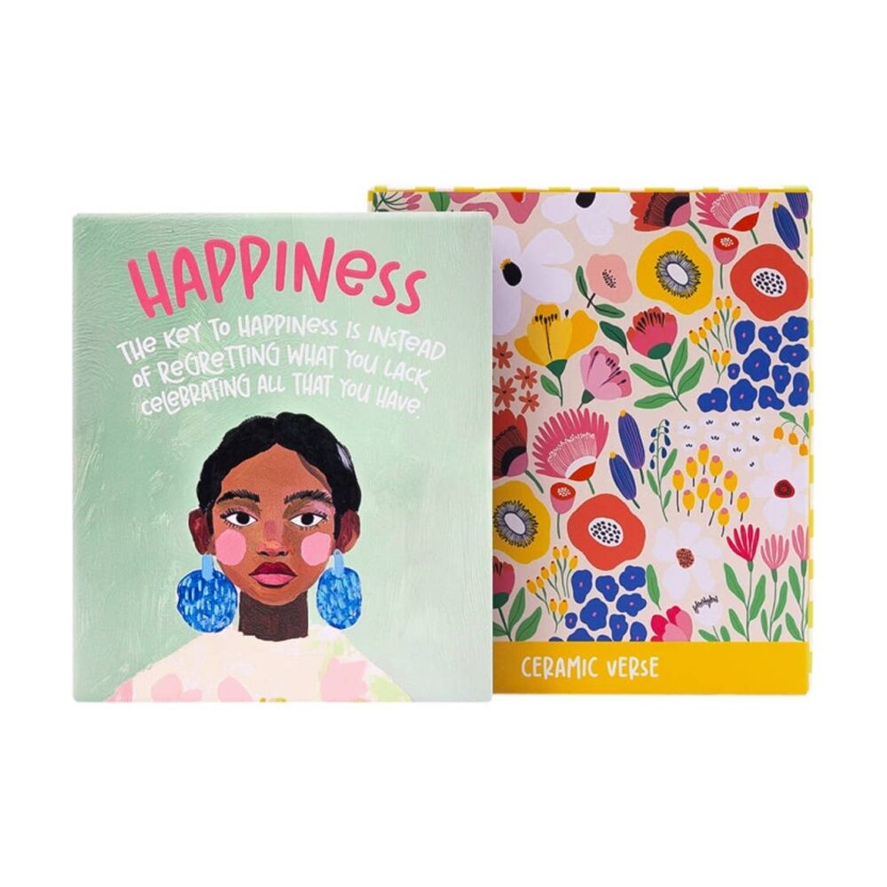 Splosh Billie Happiness Verse Ceramic W/ Hook & Stand 12x14x1cm
