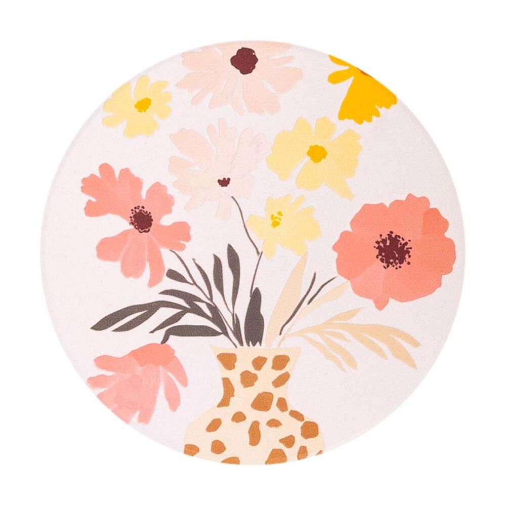 3PK Splosh Billie White Vase Ceramic Coaster Cork Back Pink Yellow 11x11cm