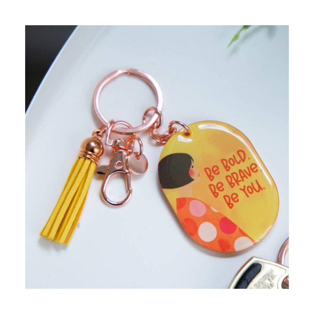 6PK Splosh Billie Be Bold Keychain Acrylic Epoxy Tassel Yellow 11.5x4.5cm
