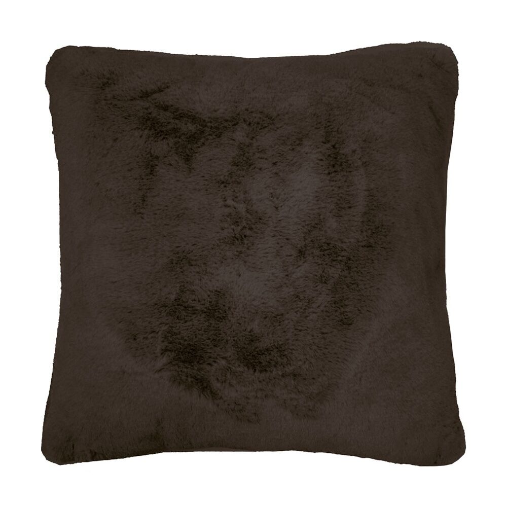 Bambury Frida Square Soft Faux Fur Cushion Throw Pillow Chocolate 50x50cm