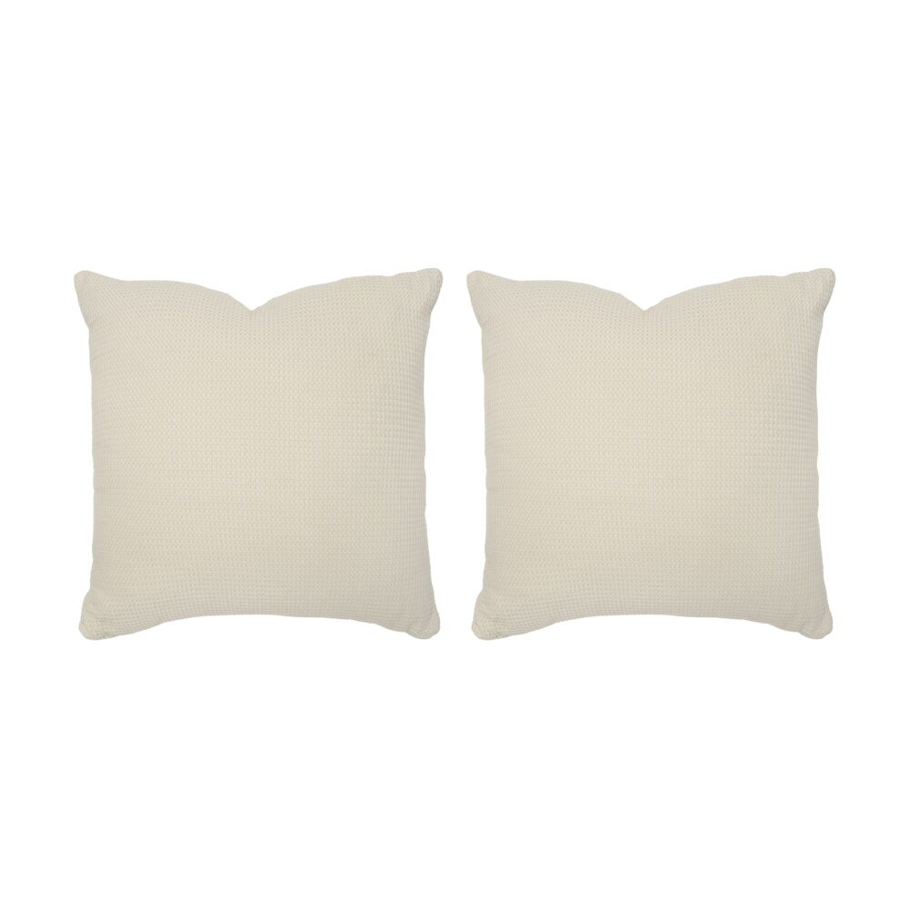 2PK Bambury Milo Waffle Weave Cotton Square Cushion Throw Pillow Stone 50x50cm