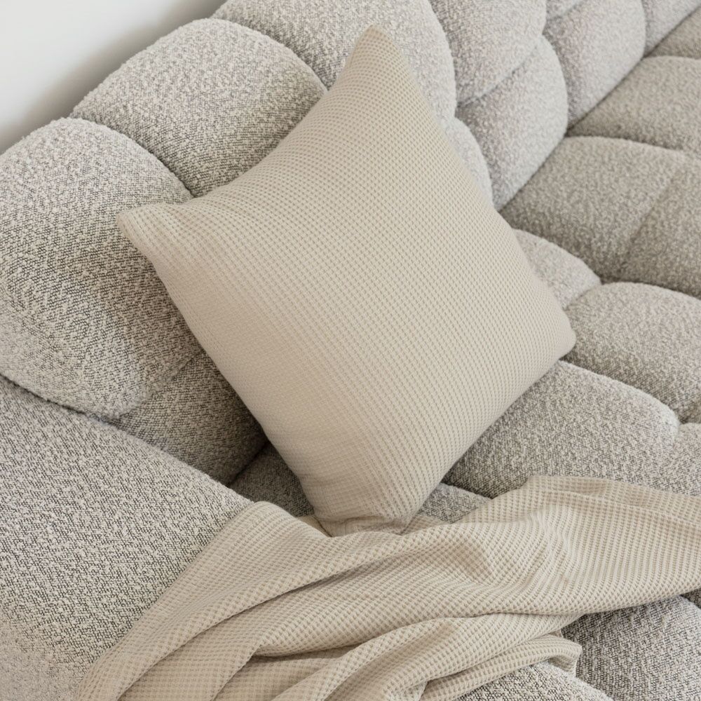Bambury Milo Waffle Weave Cotton Square Cushion Throw Pillow Stone 50x50cm