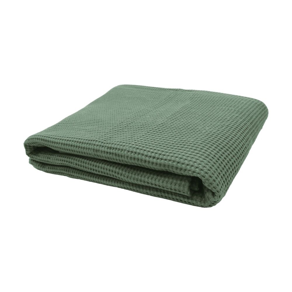 Bambury Milo Waffle Weave Cotton Throw Blanket Soft Textured Juniper 130x200cm