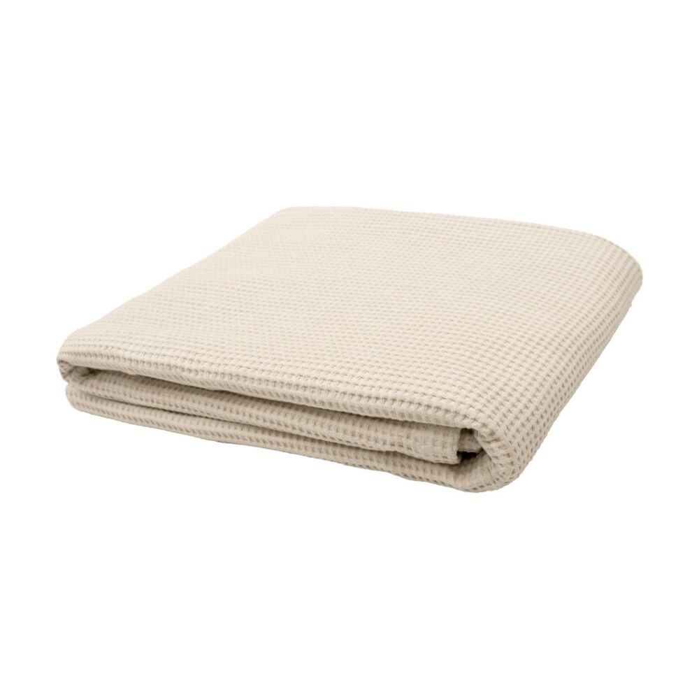 Bambury Milo Waffle Weave Cotton Throw Blanket Soft Textured Stone 130x200cm