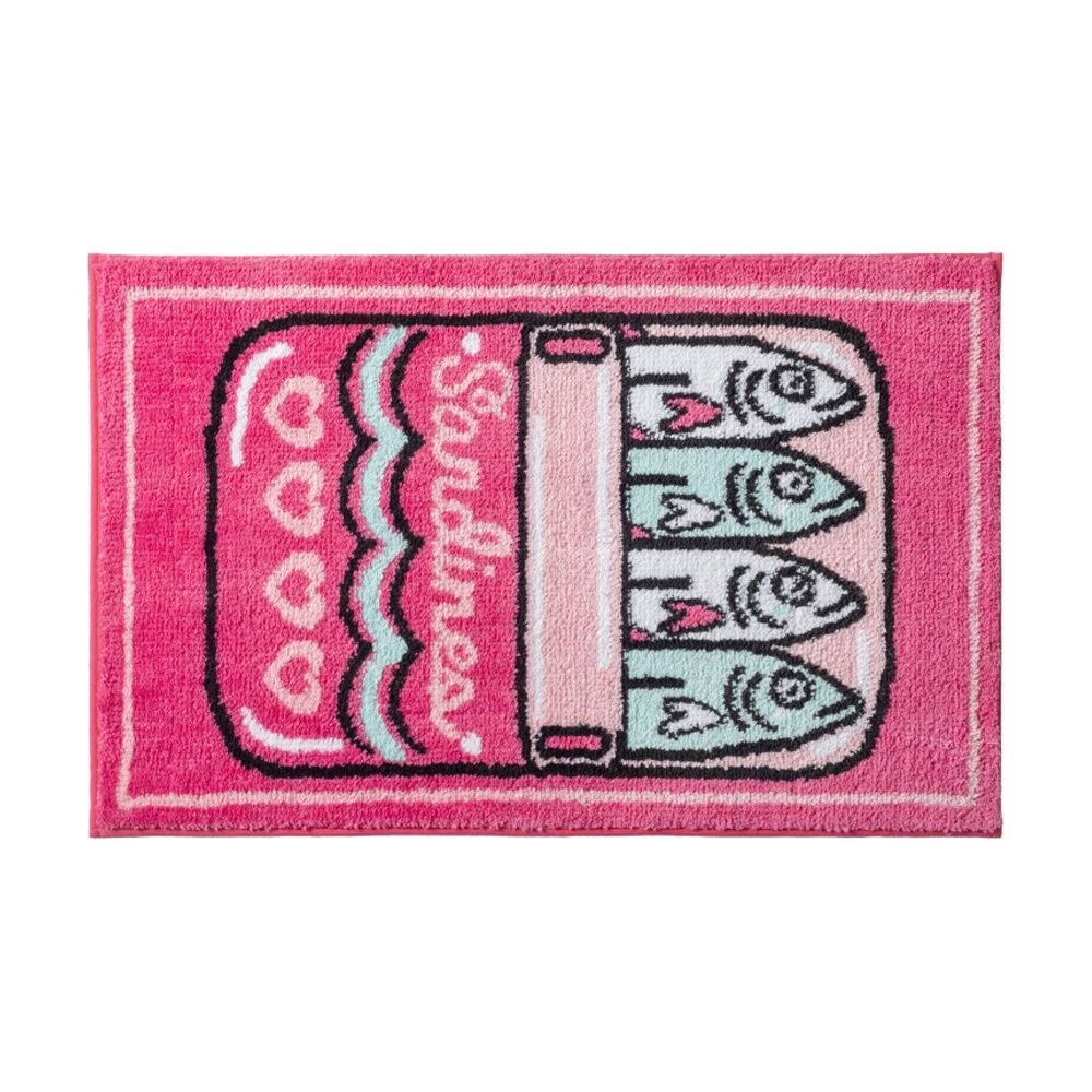 Betsey Johnson Sardines Bath Mat Non-Slip Machine Washable Hot Pink/Blue 50x80cm