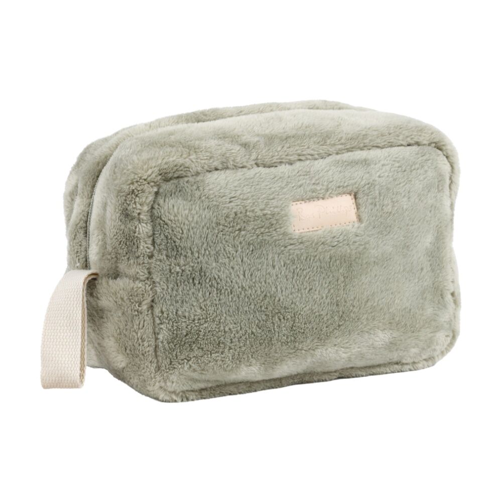 2PK Bas Phillips Faux Mink Polyester Cosmetic/Makeup/Toiletries Bag Sea Foam