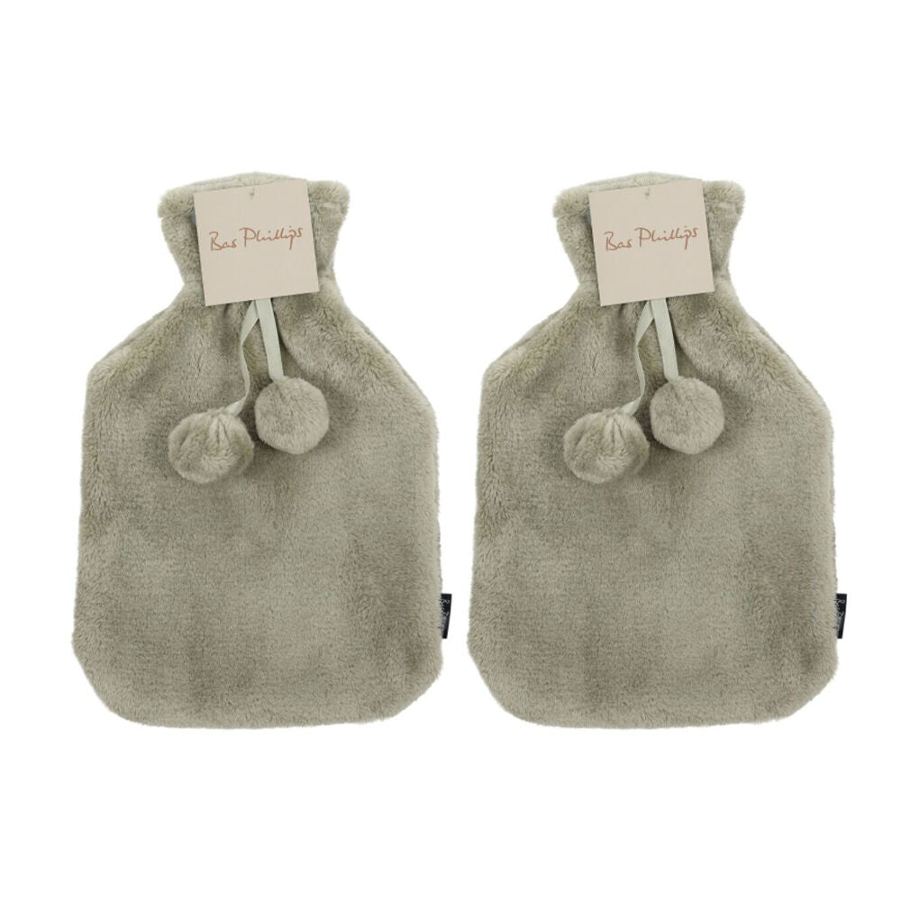 2PK Bas Phillips Faux Mink Hot Water Bottle Cover Sea Foam 2L
