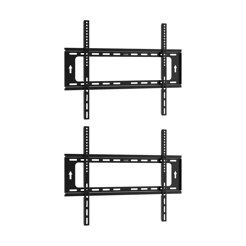 2PK Crest Fixed TV Mount Fits 37 To 90 Inch Holds 100kg High-Grade Steel Black
