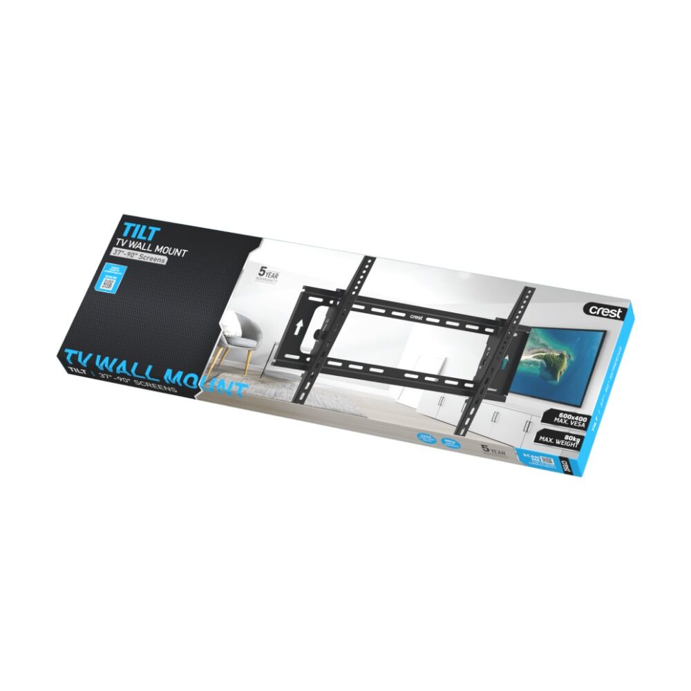 Crest Tilt Action Adjusting TV Wall Mount For 37 to 90 Inch Holds 80kg Black